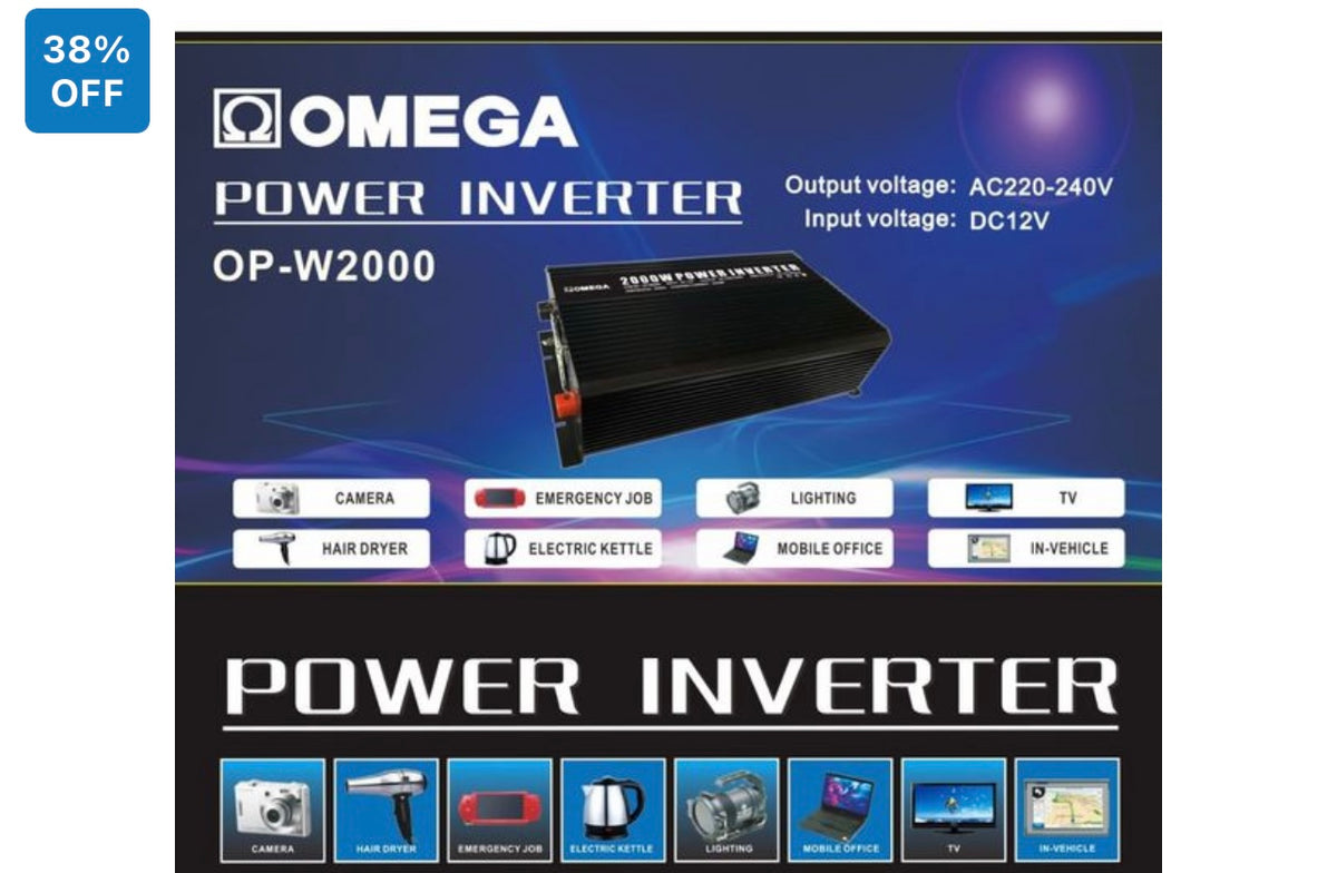 Omega OPW2000 Power Inverter Home Emergency or Car Installation