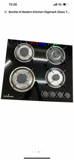 Load image into Gallery viewer, Modern Kitchen Digimark Glass Top Gas Stove - 4 Burner New 51x59cm
