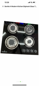 Modern Kitchen Digimark Glass Top Gas Stove - 4 Burner New 51x59cm
