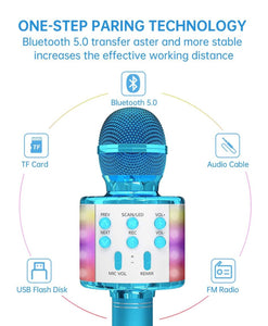 Wireless blue tooth karaoke microphone - Blue