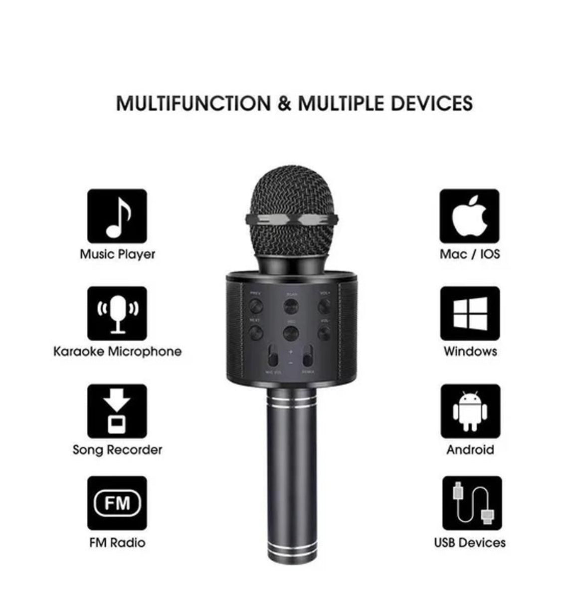 Wireless blue tooth karaoke microphone - Black