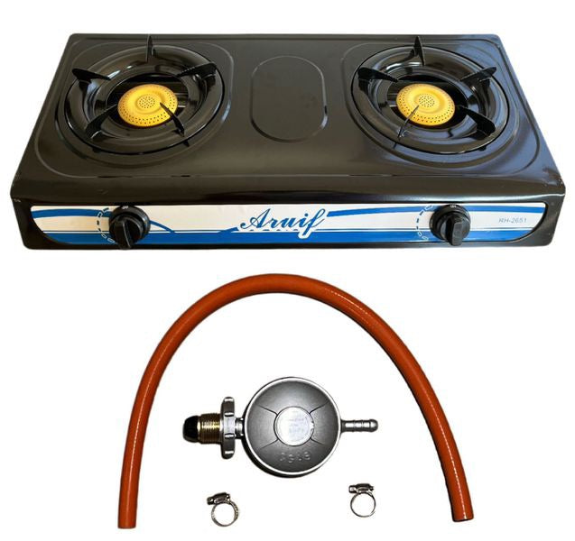 Aruif Two Burner Auto Ignition Stainless Steel Gas Stove