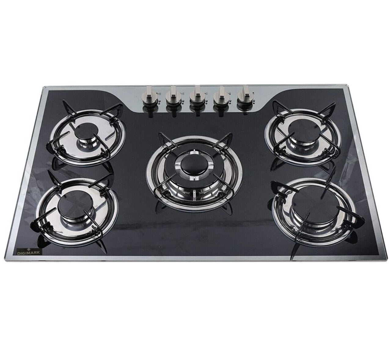 Home Kitchen Digital Glass Top Gas Stove - 5 Burner 77x51cm