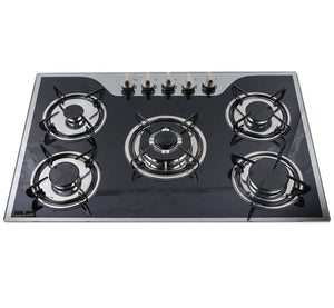 Home Kitchen Digital Glass Top Gas Stove - 5 Burner 77x51cm