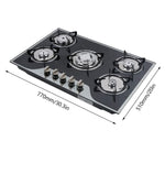 Load image into Gallery viewer, Home Kitchen Digital Glass Top Gas Stove - 5 Burner 77x51cm
