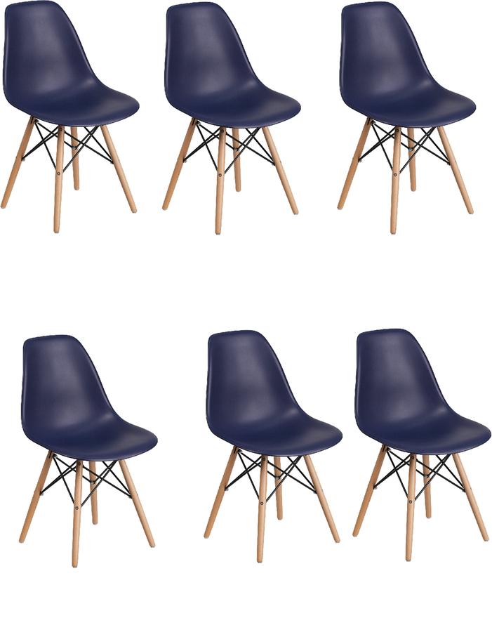UJ Wood Leg Chairs- Pack of 6- Black