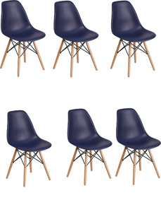 UJ Wood Leg Chairs- Pack of 6- Black