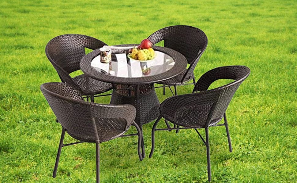 Patio Set - 5 Piece - Brown
