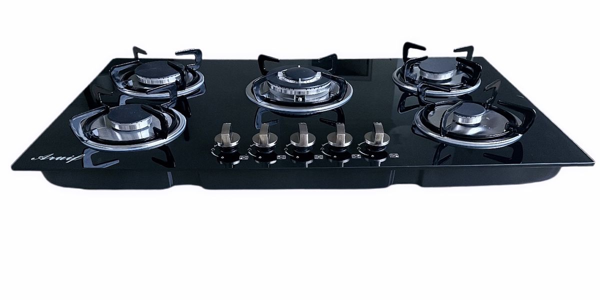 Aruif Built-In Tempered Glass Countertop 5 Burner Gas Hob 880mmx510mm