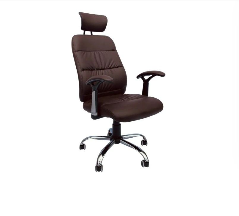 Reclining Office Chair With Head and Arm Rest - Brown