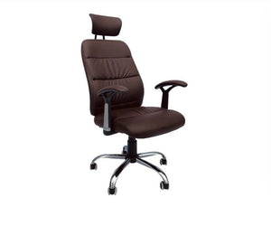 Reclining Office Chair With Head and Arm Rest - Brown