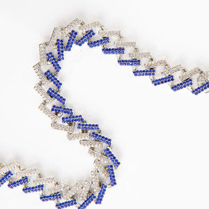 Iced Out Cuban Silver and Blue in Zirconia Jewels-0000Art-