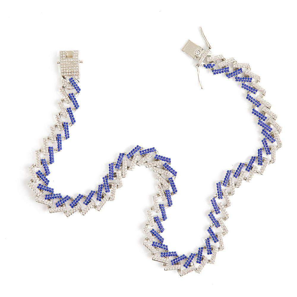 Iced Out Cuban Silver and Blue in Zirconia Jewels-0000Art-