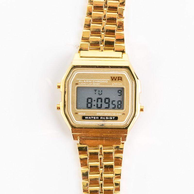 Retro Classic Design Steel Digital Wristwatch (gold )-0000Art-