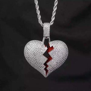 Iced Out Heart Broken Necklace-0000Art-