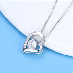 Load image into Gallery viewer, Love Heart 925 Sterling Silver Necklace with Sparkling CZ Rhinestones - 0000Art
