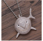 Load image into Gallery viewer, Iced CZ Shark Pendant with 20″ Rope Chain
