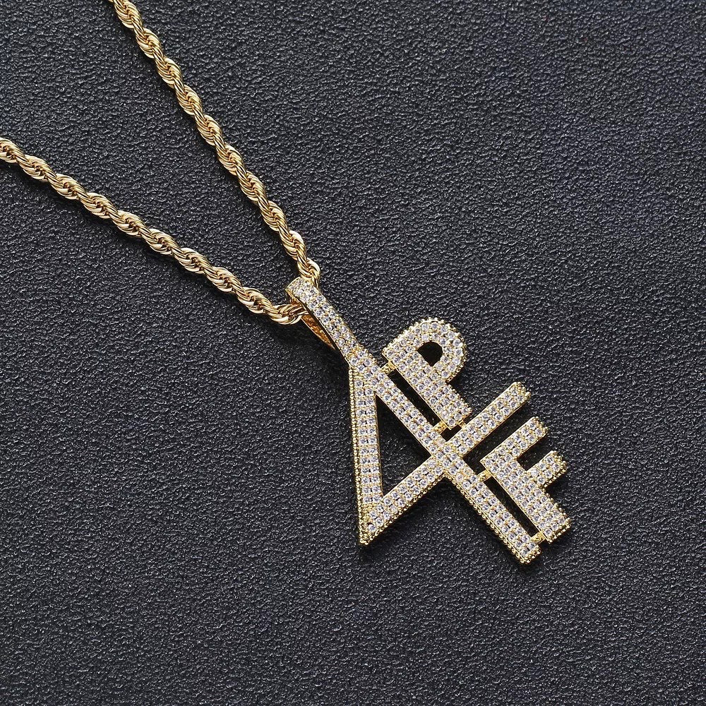 4PF “Four Pockets Full” Lil Baby Inspired Iced CZ  Pendant (Gold)