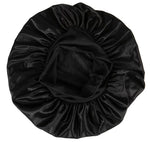 Load image into Gallery viewer, Extra Large Wide Band Sleep Bonnet Cap in breathable Black Satin Fabric - 0000Art
