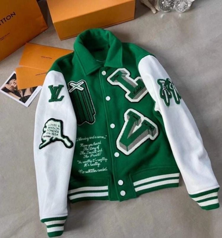 Green Louis Vuitton Varsity Jacket - Jacketstown