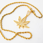 Load image into Gallery viewer, Gold Plated CZ  Iced Weed Pendant

