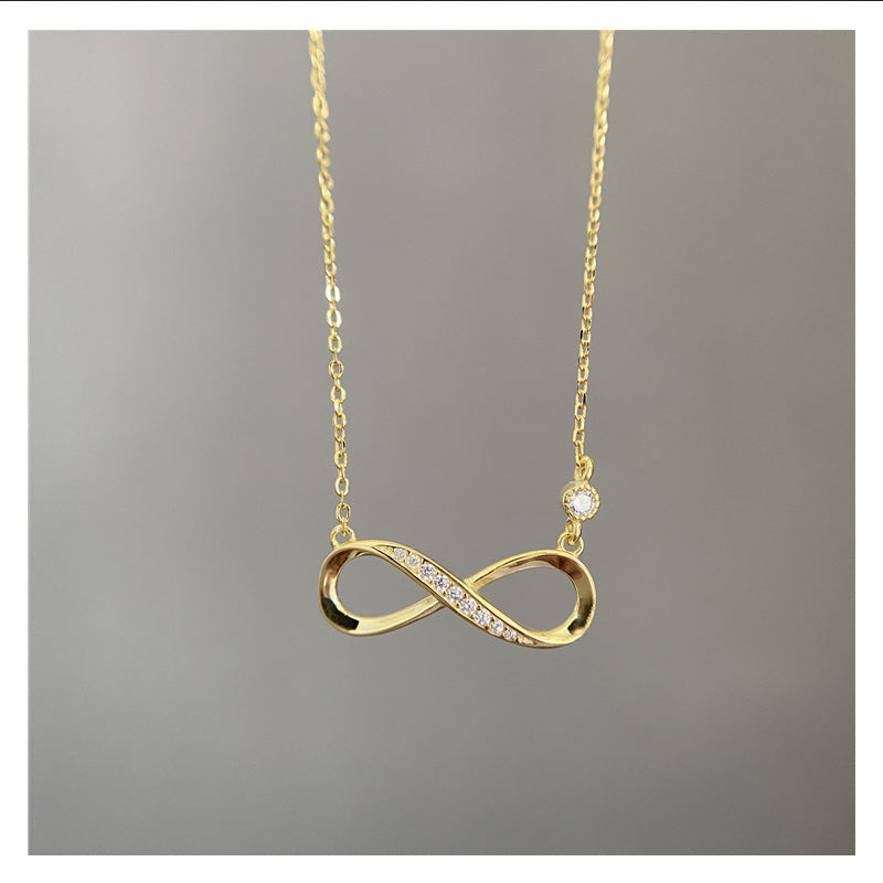Anillo De Corozan Infinity 14k Gold Plated Diamond CZ Pendant Necklace - 0000Art