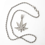 Load image into Gallery viewer, Silver Plated CZ  Iced Weed Pendant
