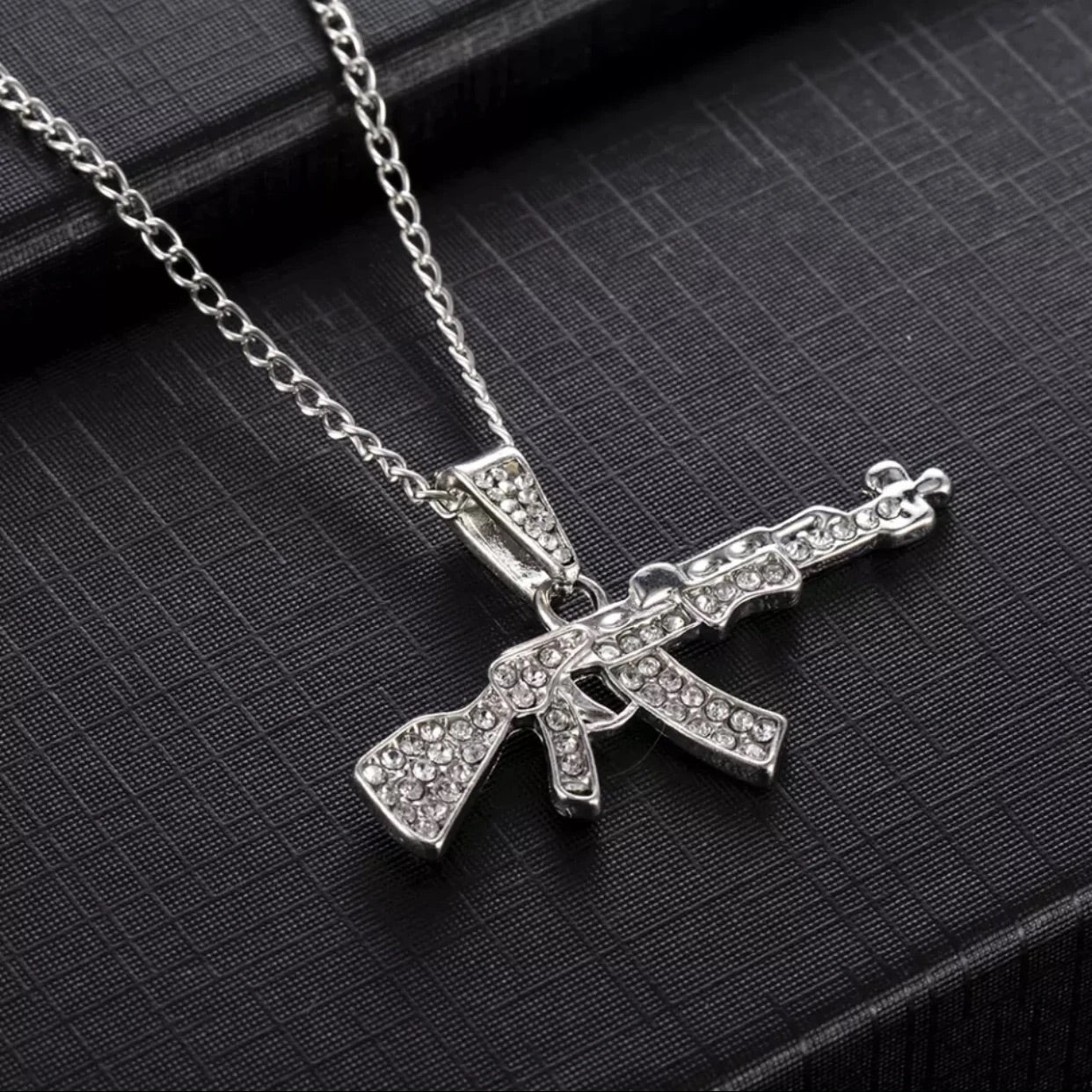 Shiny Jewelers Usa Mens Iced Out Machine Gun Ak47 Hand Gun Pendant Box,  Rope Shape Army Style Gun Pendent Necklace For Men Womenpendant Stainless  Stee | Fruugo IE