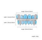 Load image into Gallery viewer, Blue Opal Design &amp; CZ Iced Diamond Teeth Grillz
