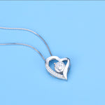Load image into Gallery viewer, Love Heart 925 Sterling Silver Necklace with Sparkling CZ Rhinestones - 0000Art
