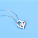 Load image into Gallery viewer, Love Heart 925 Sterling Silver Necklace with Sparkling CZ Rhinestones - 0000Art
