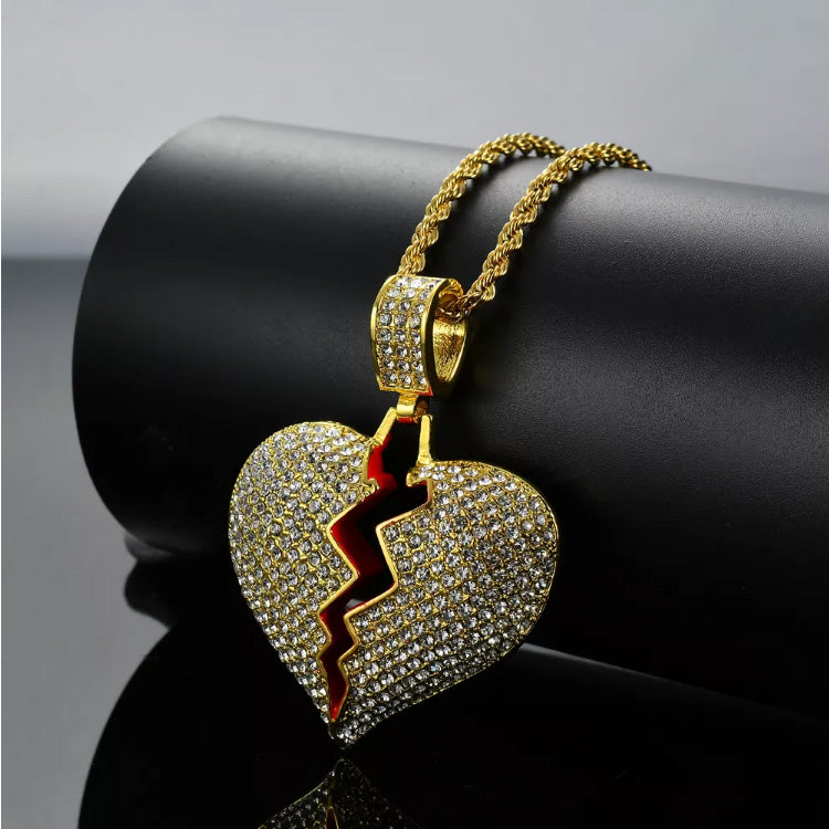 Iced Out Heart Broken Necklace - 0000Art