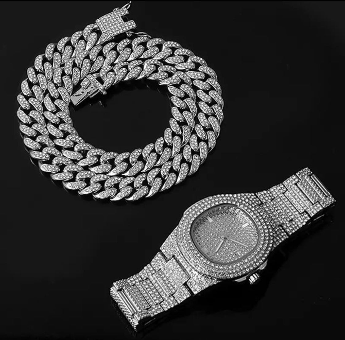 Iced Out Watch + Cuban Chain + Bracelet - 0000Art
