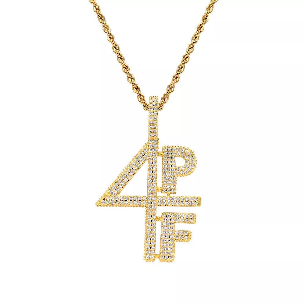 4PF “Four Pockets Full” Lil Baby Inspired Iced CZ  Pendant (Gold)