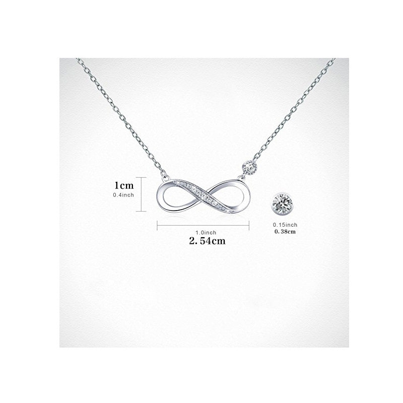 Anillo De Corozan Infinity 925 Sterling Silver Diamond CZ Pendant Necklace - 0000Art