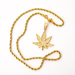 Load image into Gallery viewer, Gold Plated CZ  Iced Weed Pendant
