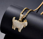 Load image into Gallery viewer, Iced CZ Diamond Goat Pendant and Rope Chain Set
