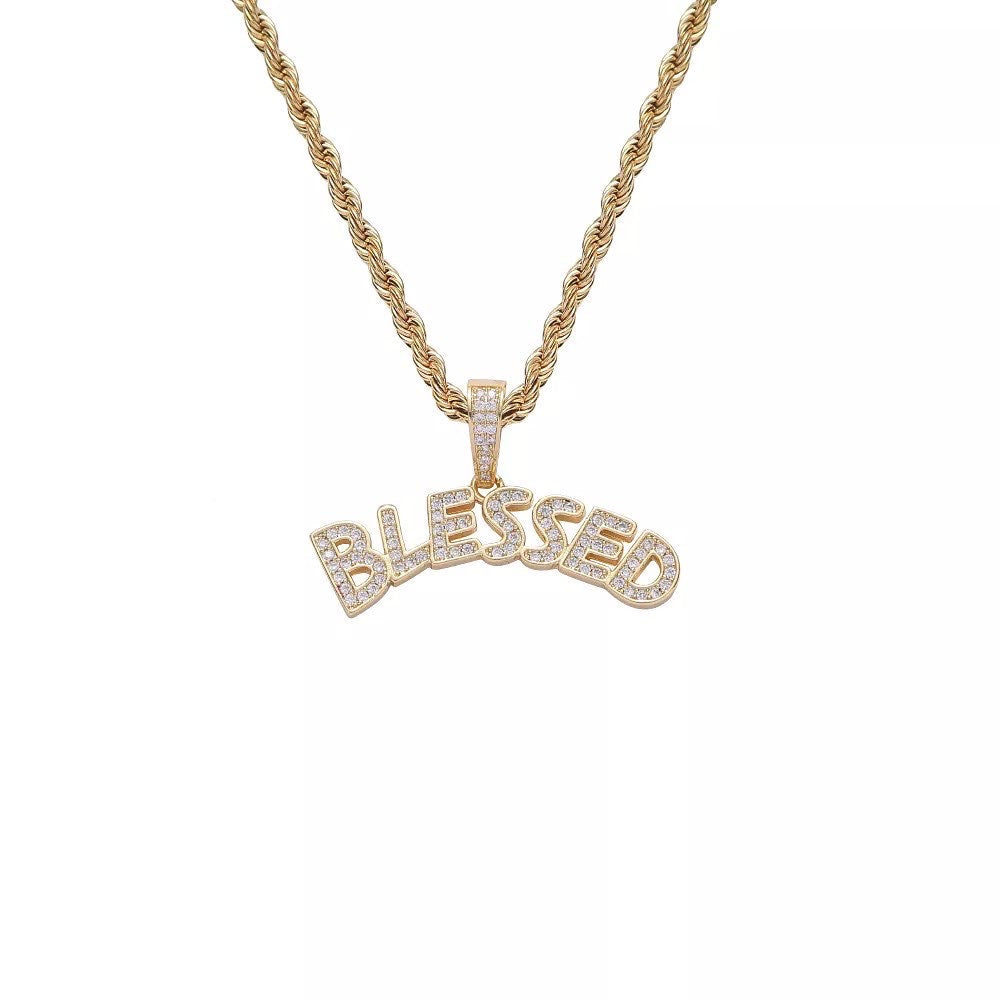 Blessed  CZ Pendant with Rope Chain