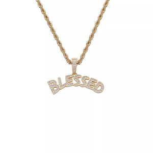 Blessed  CZ Pendant with Rope Chain