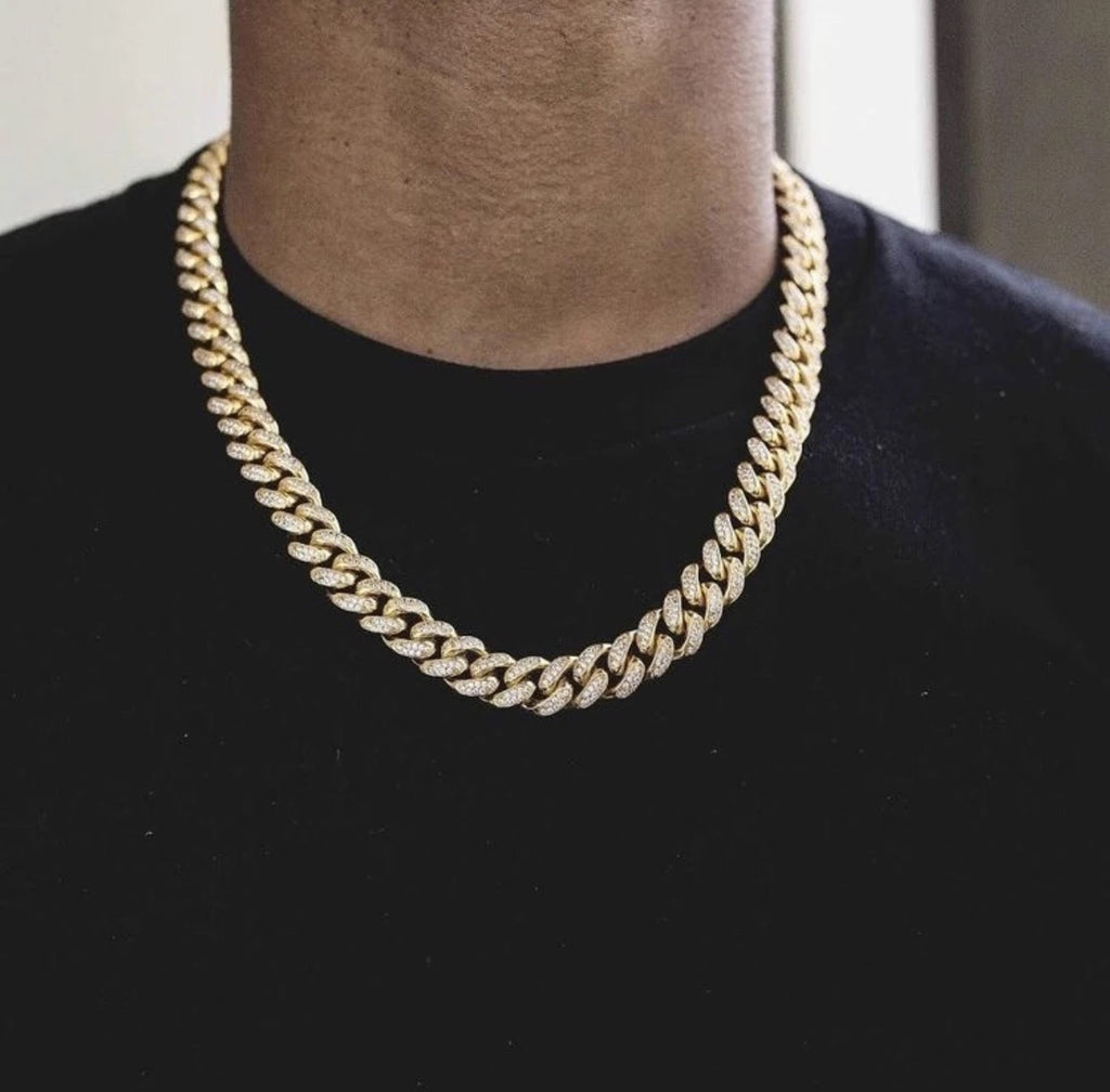 Gold Cuban Chain, Rhinestones, diamonds-Mr price, superbalist, shein, men's necklace, women's necklace   